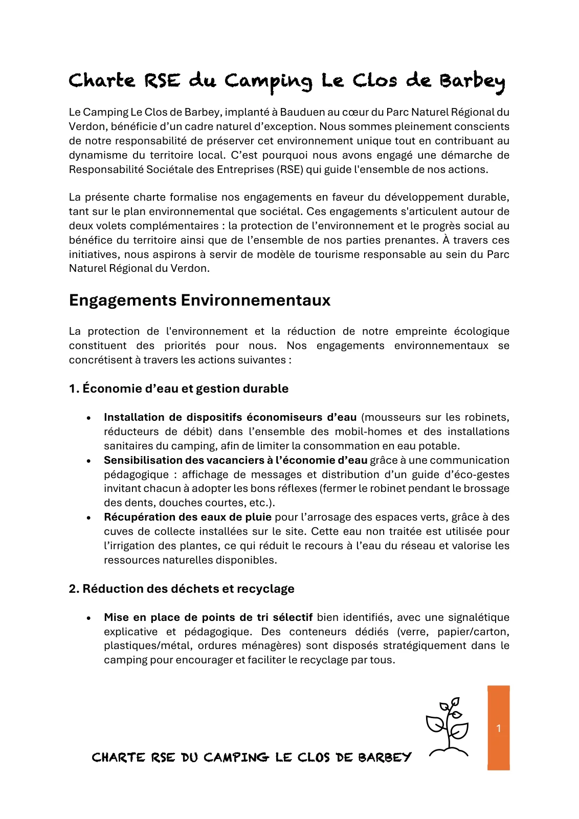 Charte d’engagements du Clos de Barbey